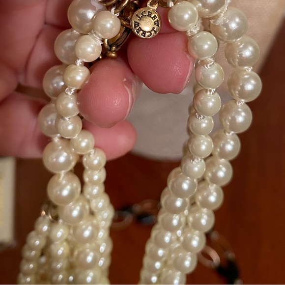 Vintage J Crew 5 Strand Twisted Hammock Necklace With Simulated Pearls. - Picture 4 of 7